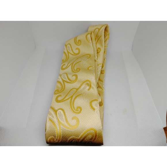 Pre-owned Sean John Silk Tie Woven Tan Gold Geometric Grade b- - Picture 1 of 2